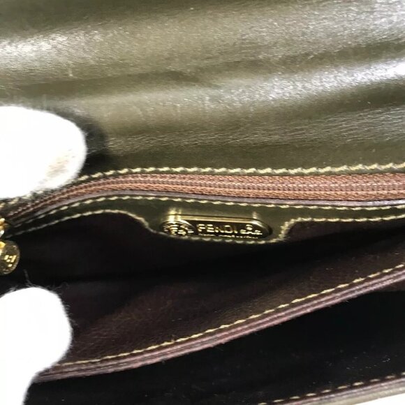 FENDI Hand Bag vintage Bag 2WAY Crossbody Shoulder Bag Leather khaki - Picture 14 of 16
